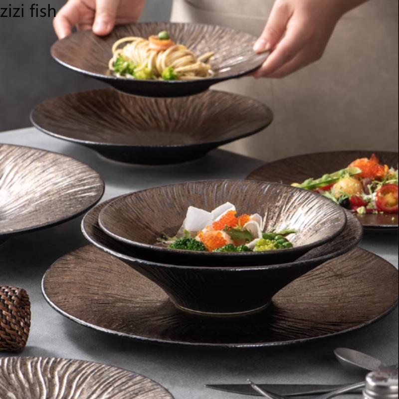 Ceramic Plate Western Style Steak Plates Soup Plates Sushi Plate Noodle Bowl Fruit Dish Salad Bowl Dessert Bowls Snack Tray