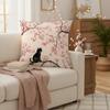 Japanese Cherry Blossom Black Cat Pillow Cover Watercolor Floral Print Oriental Sakura Cushion Case For Sofa Bed Couch Cute