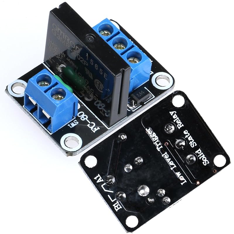 1 Channel 5V Low Level Trigger Solid State Relay Module with Fuse, 1 Way 250V 2A for Industrial Control Applications