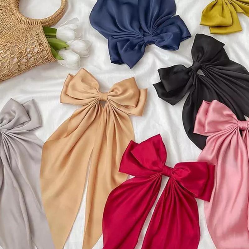 Korean Version Of Large Ribbon Bow Hairpin Wine Red Bow Hair Accessories Spring Chuck Flower Headdress