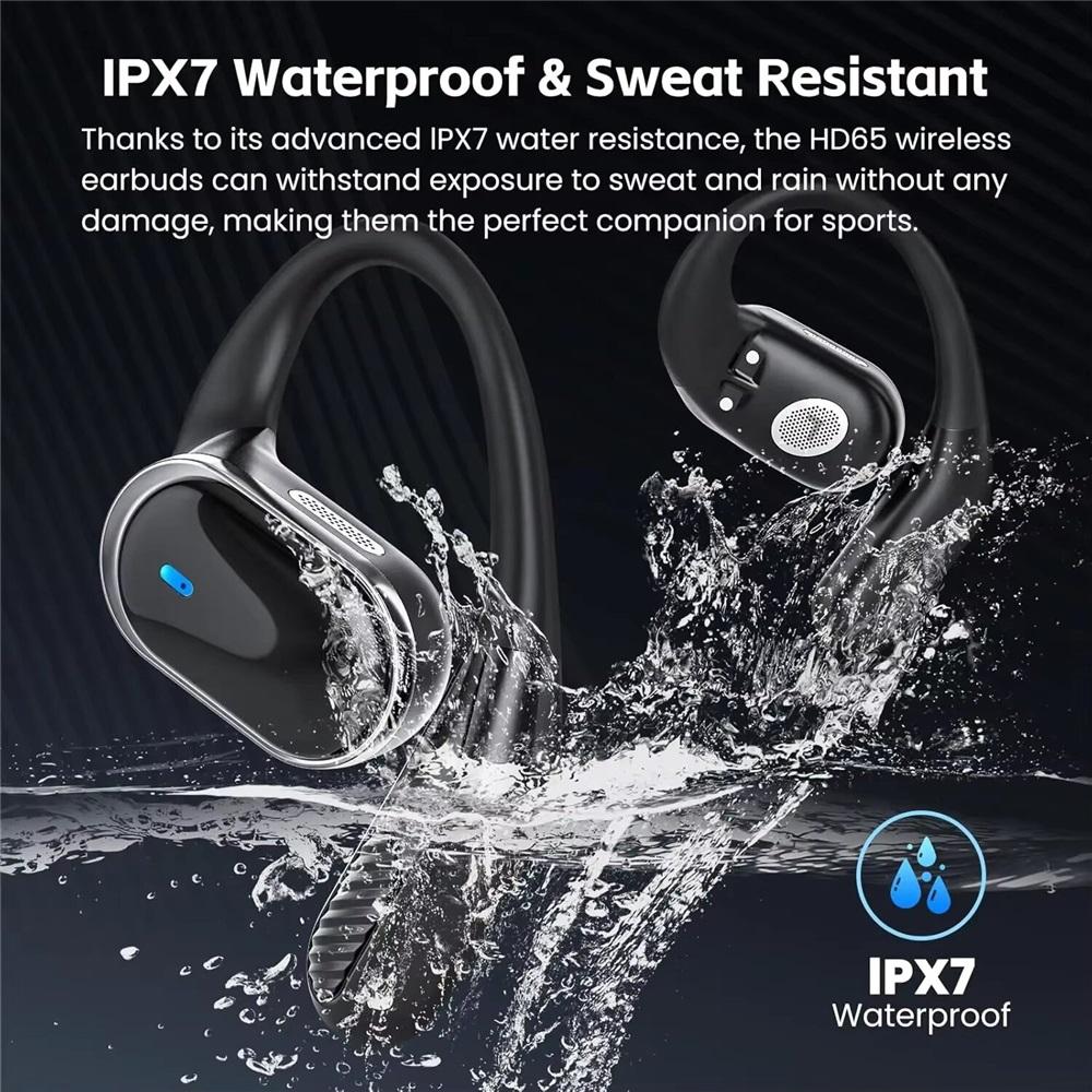 New Open Ear OWS Earphones Bluetooth 5.4 Wireless Headphones HiFi Sound Headset Touch Control Earbuds 10 Hours Playback for Android iOS Gym Sport  