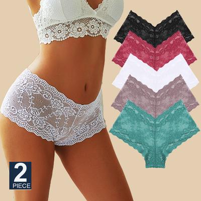 2 Adet/takım Yüksek Bel Seksi Kadın Çiçekli Dantel Külot İç Çamaşırı Kısa Kız Külot S-XL Külot Kadın İç Çamaşırı İç Çamaşırı