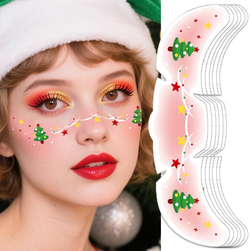 Christmas Face Stickers, Temporary Face Stickers, Freckle Tattoo Stickers, Waterproof, Makeup Stickers, Christmas  Tattoos,Party Decorations