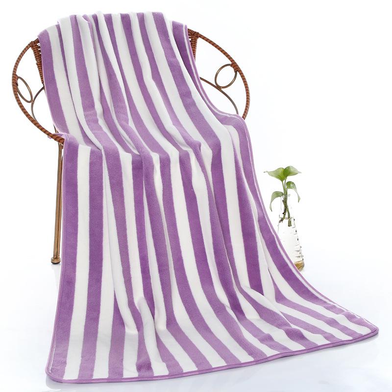 Coral Fleece Striped Bath Towel Set, Large & Thick, 70 x 140 cm, Absorbent Gift for Adults.