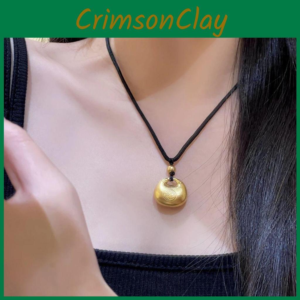 Popular Black Lucky Fat Pendant Necklace For Women Stylish And High-end Geometric Design Alloy Material