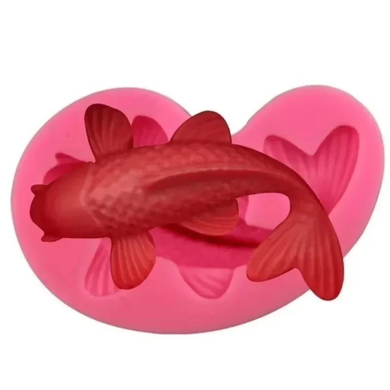 1 Pc 3D Animal Creative Lucky Koi Silicone Mold DIY Chocolate Candy Molds Kitchen Baking Cake Decoration Tool Candle Soap Mould