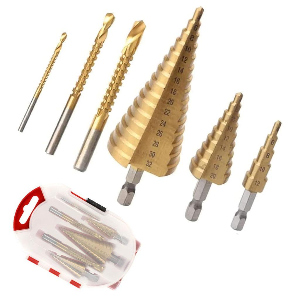 6/7Pcs Anti Rust Drilling Tool 4-12mm 4-20mm 4-32mm Quick Change Bits Set Iron Drilling