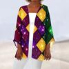 Women's Carnival Print Long Sleeve Knit Cardigan Button Jacket