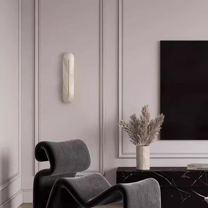 Modern Alabaster Wall Light - Minimalist French Design for Living Rooms, Bedrooms & Hallways