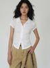Collar versatile short-sleeved t-shirt women's autumn new casual design waist top