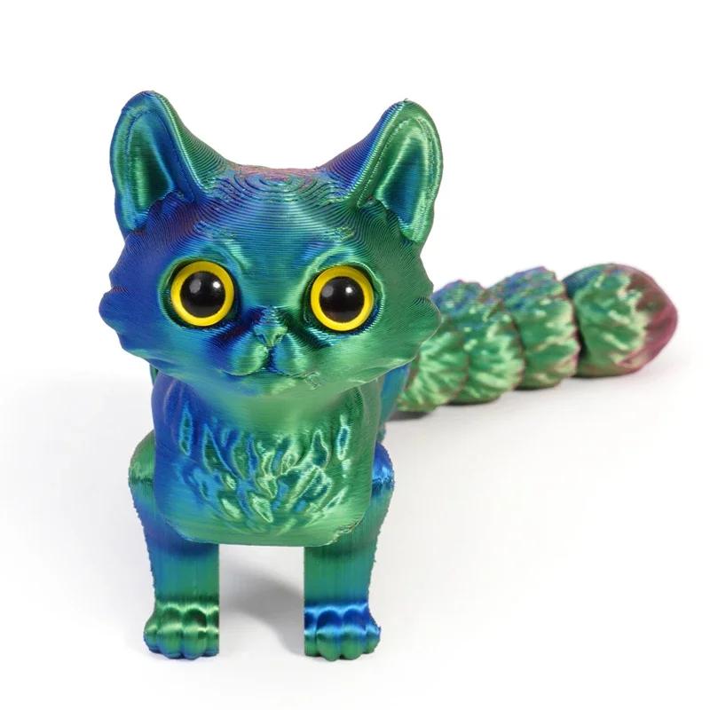 12/16cm Figurka Artikulowanych Uroczych Kotów Drukowana 3D Miniaturowa Dekoracja Salonu Samochodu Biurka Domu Akcesoria Prezenty dla Dzieci