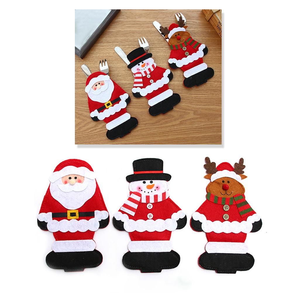 6pcs Christmas Cutlery Bag Set Reusable Tableware Holder For Fork Cutter Storage Holiday Party Decorations