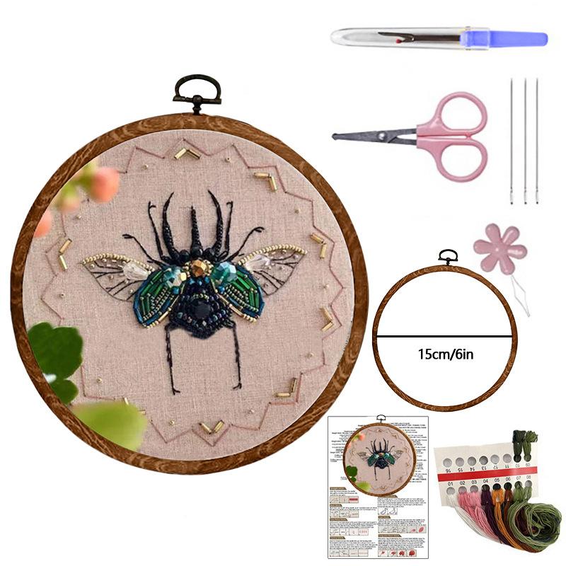 

1 шт. Серия Насекомые Набор для вышивания своими руками Ручная работа Тканевый материал, Подходит для начинающих, увлекающихся вышивкой 15cm