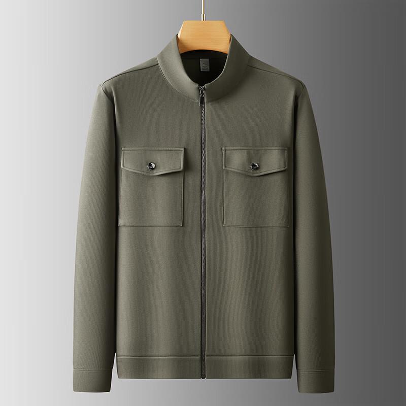 Dibenze Men's Plus Size Stand Collar Zip-Up Sweatshirt