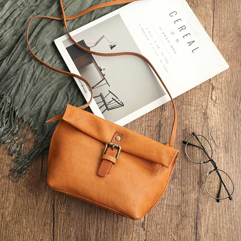 MJ Soft Genuine Leather Women Messenger Bag Female Real Leather Crossbody Shoulder Bags Small Handbag Retro Phe Bag for Girls
