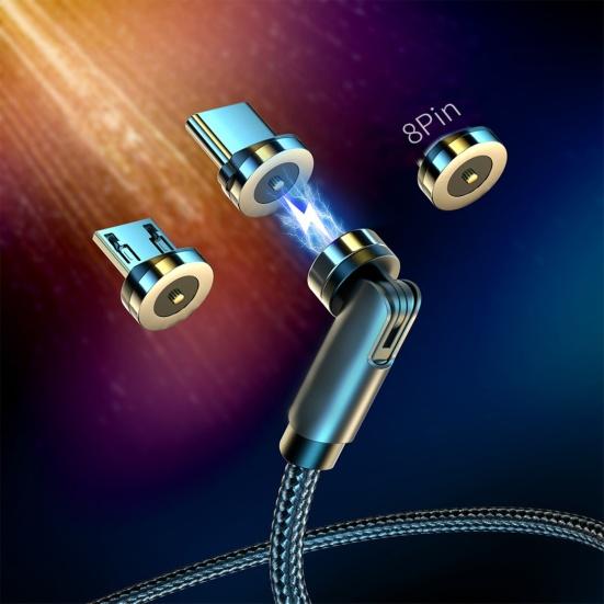Data Cable Strong Suction Rotatable Anti-winding Magnetic 3 in 1 Fast Charger Cable
