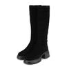 Lamb Leather Suede Mold Long Boots Black Bbi833bk