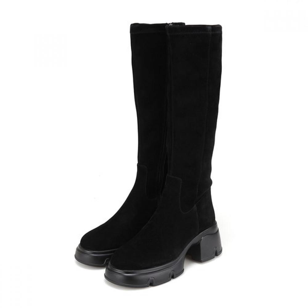 Barbara Suede Mold 6cm Stretch Long Boots Bbi833bk 250mm