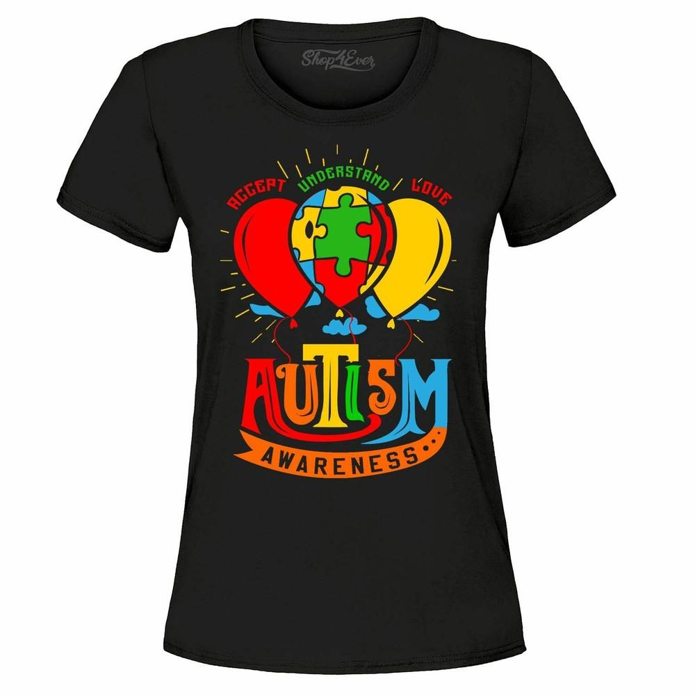 Accept Understand Love Balloons Women's T-Shirt Autism Awareness Shirts