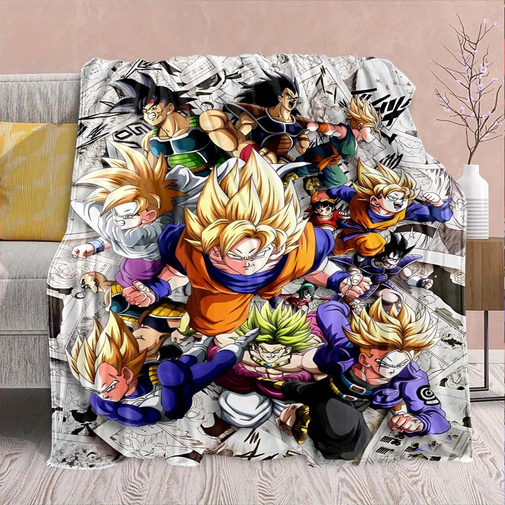 Coperta in Flanella Anime Dragon Ball - Morbida Calda Perfetta per Divano, Biancheria da Letto Campeggio Viaggio Ufficio Decorazione Casa -QJY