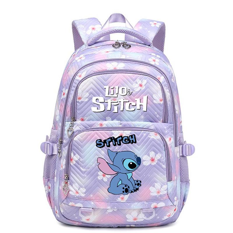 Teen Girl Student Schoolbag with Stitch Pattern Printed Backpack, Children's Large-capacity Schoolbag, Cute Cartoon