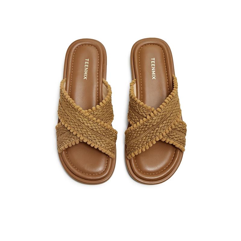 TEENMIX Women's Retro Woven Bohemian Flat Sandals