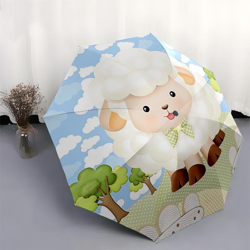 1PC Sheep Umbrella-8-Rib Reinforced Portable Folding Travel Suitable for All Seasons Outdoor Daily , Fun Design-Z0435
