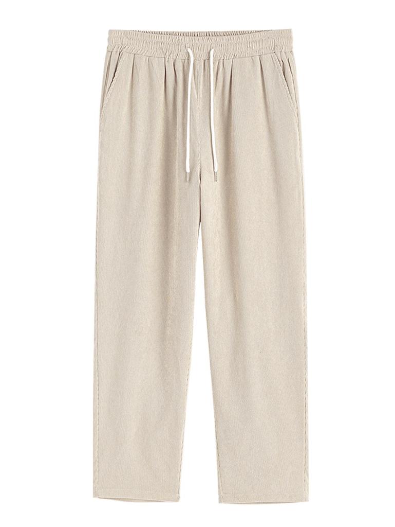 ZAFUL Men's Plain Color Straight Leg Drawstring Casual Corduroy Pants