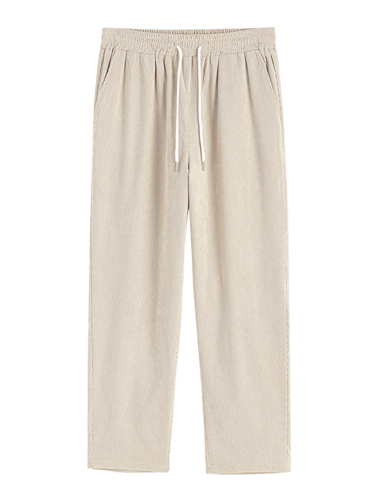 

ZAFUL Мужские однотонные прямые повседневные вельветовые брюки с завязками XXL света кофе