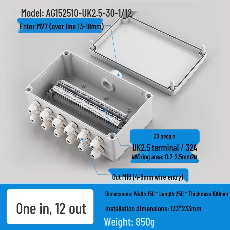 Waterproof Outdoor Junction Box with Cable Terminals