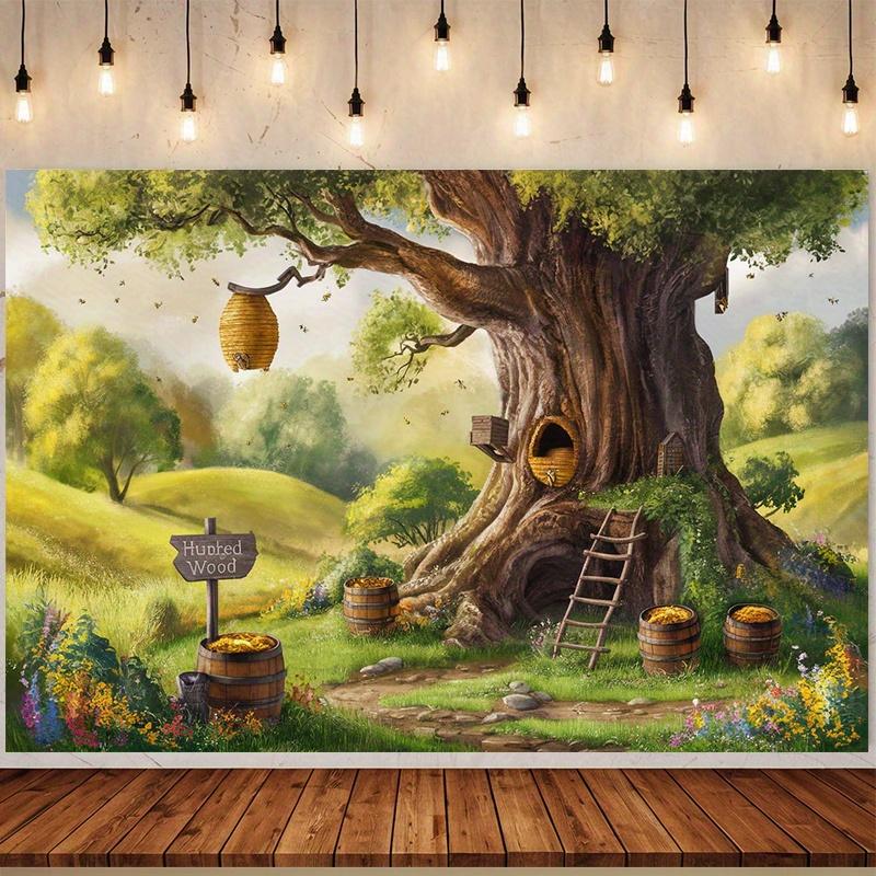 A fairy tale treehouse themed background banner suitable for birthdays holidays parties with multiple sizes to choose from 100x150cm