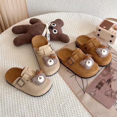 2025 Kids Birkenstock Outdoor Forest-Style Little Bear Slip-on Slippers for Baby Girls - Cotton, Spring/Autumn