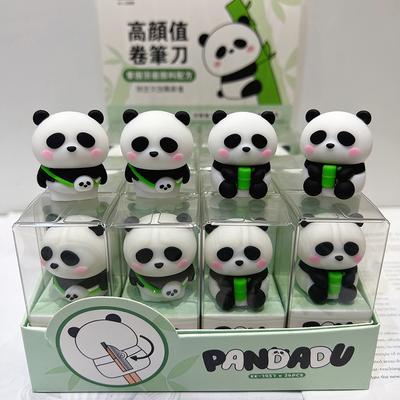 Cute Panda Pencil Sharpener Stationery Silicone Single Hole Manual Pencil Cutter