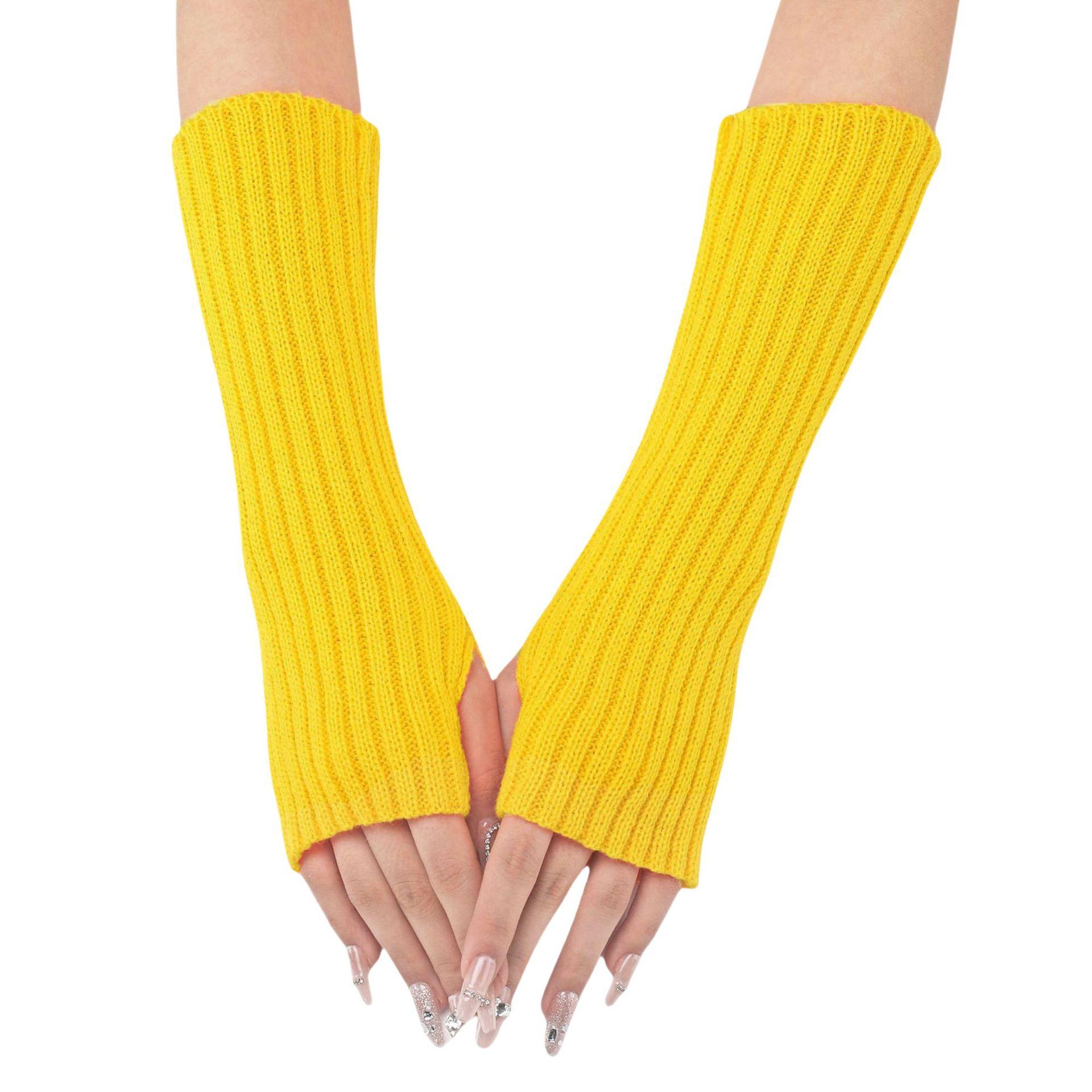 

Осень и Зима Длинные Полосатые Вязаные Теплые Митенки Рейв Женские Перчатки и Варежки One size