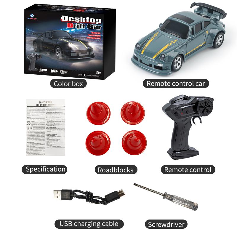 AAXK1 New 4WD 2.4GHZ RC Simulation Mini Drift Car Palm Racing Model Desk Toys 1/64 Scale Remote Control Car Gift for Children Boys.
