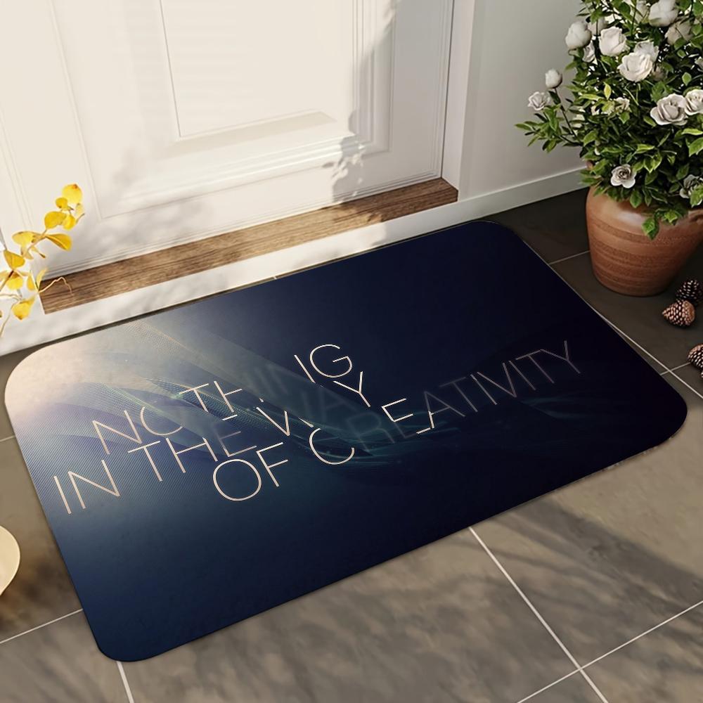 

1pc Absorbent Anti-Slip Bathroom Mat Home Decor Kitchen Floor Carpet with Slogan Design 40x60cm