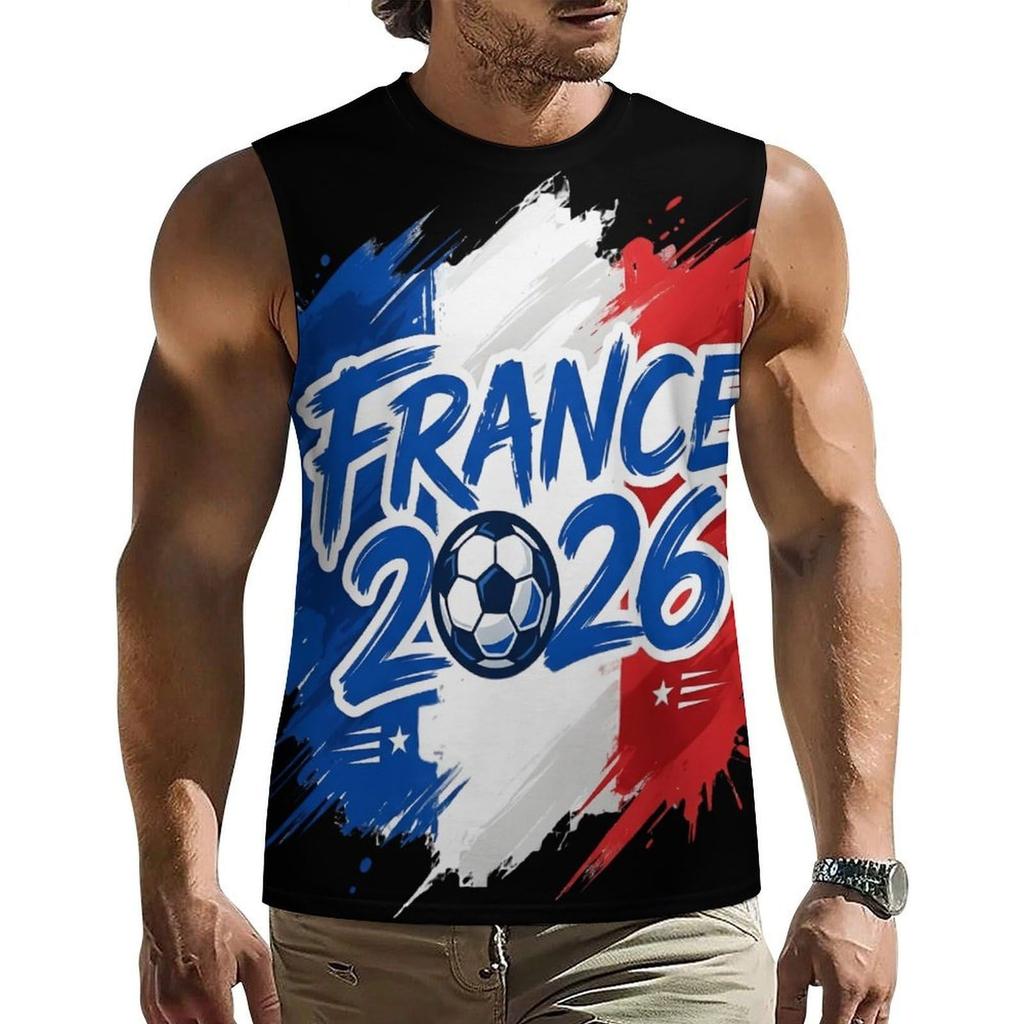 Men's Loose Fit Sleeveless Tank Top Soccer Themed Graphic Print Casual Sportswear Summer Shirt for Outdoor Activities