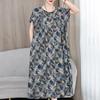 Abiti eleganti taglie forti per donna Abito lungo vintage a maniche corte allentato casual