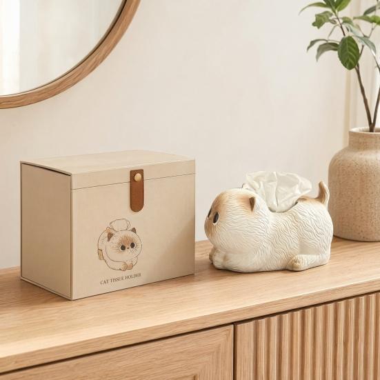 Tissue Dispenser, Cute Cat Shape Tissue Holder, Practical Storage And Unique Home Decor Napkin Box, for Bathroom Bedroom Living Room