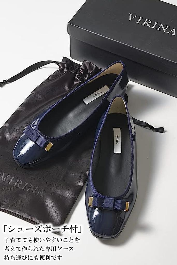 VIRINA Ballet Made In Patent Rain or Memory Foam Cushioned Square Toe Anna Square Includes Size Women's Flats, Japan, Leather, Shine, Water-Repellent,