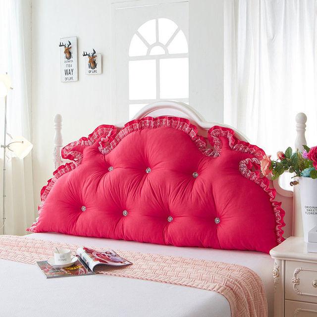 

Однотонная подушка для спинки принцессы, съемная подушка для поддержки талии, подушка для сиденья для дивана, кружевная подушка для кровати в гостиной 150x65cm