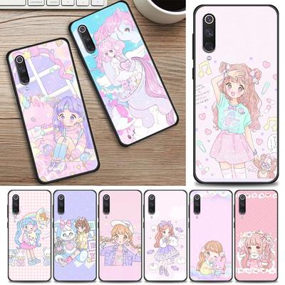Kawaii Anime Niedliches Schönes Mädchen Handyhülle für Xiaomi Mi A2 8 9 SE 9T 10 10T 10S CC9 E Note 10 Lite Pro 5G 4G Schwarze Hülle Abdeckung