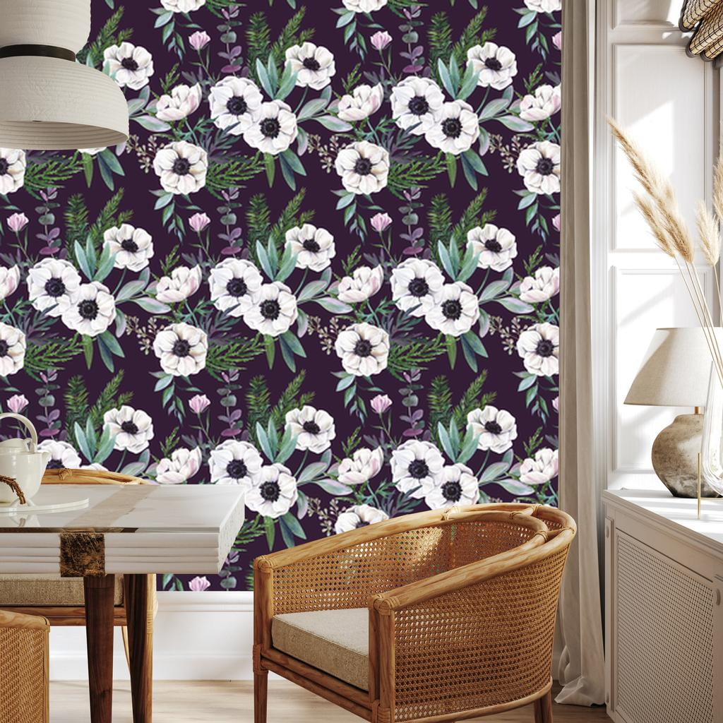 Beautiful Blooming Anemones Wallpaper for Living Room and Bedroom 50x1000