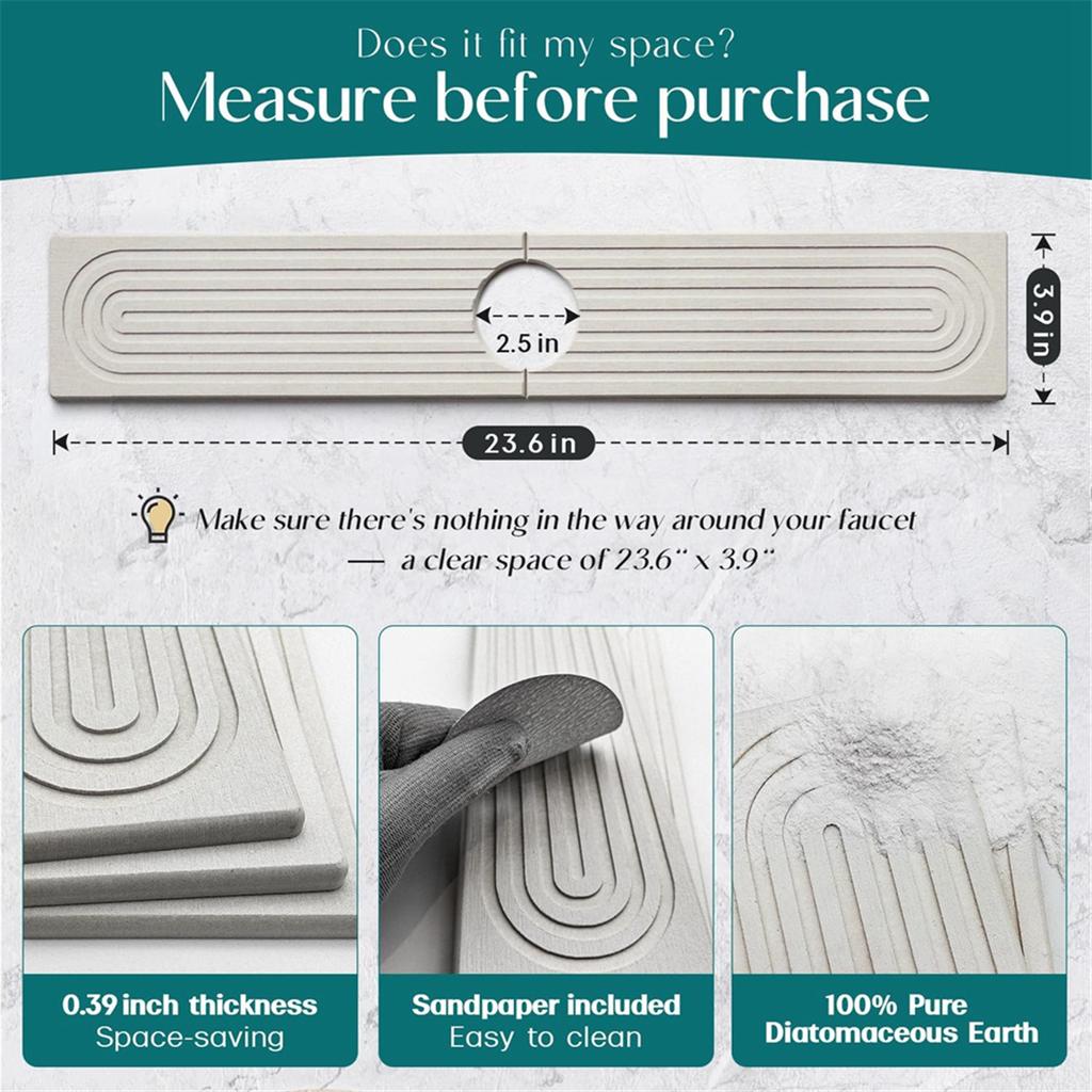 2025+Diatom Mud Water-Absorbing Quick-Drying Hard Mat for Kitchen Bathroom Sink Faucet Mat
