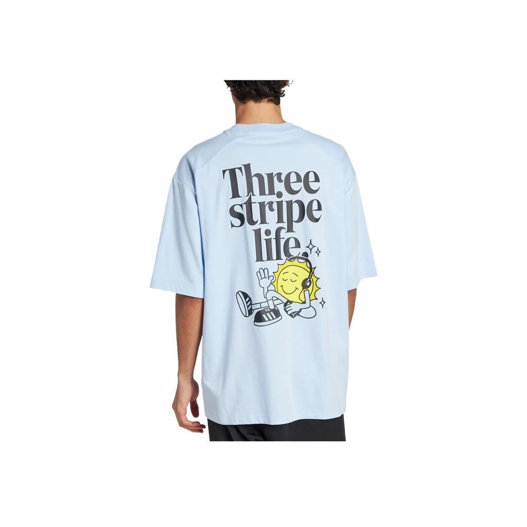 Adidas Positivity Sun Graphic T-Shirt Comfortable Fashion Versatile Casual Short Sleeve Unisex Tops Light-Blue JZ3258