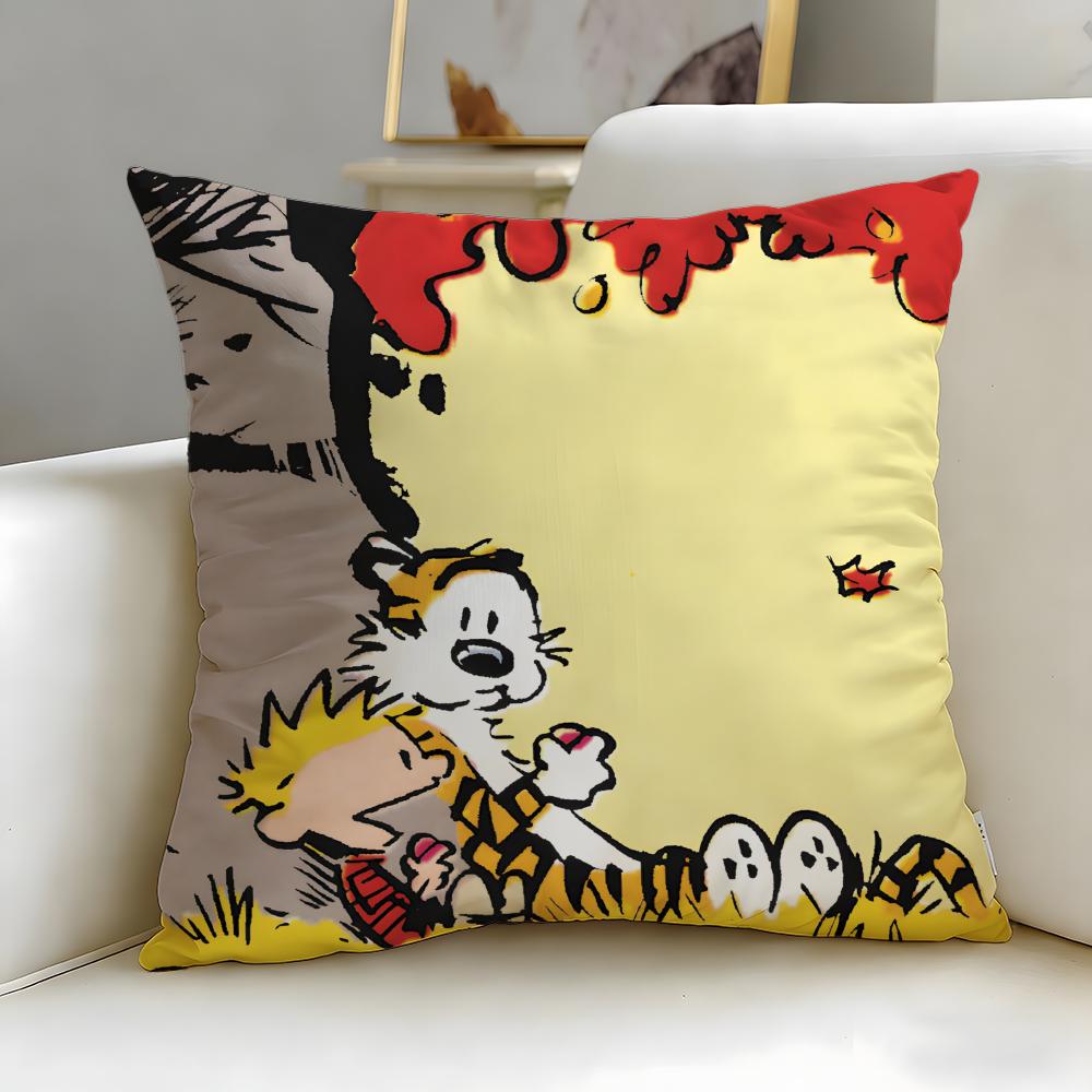 classic comic Calvin and Hobbes Cushion Cover Soft EasyWash Pillow Case Versatile for Couch Bed Travel and Office