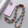 Stylish Braided Crossbody Lanyard: Adjustable, Four-Strand, Color-Block, Anti-Drop Phone Chain