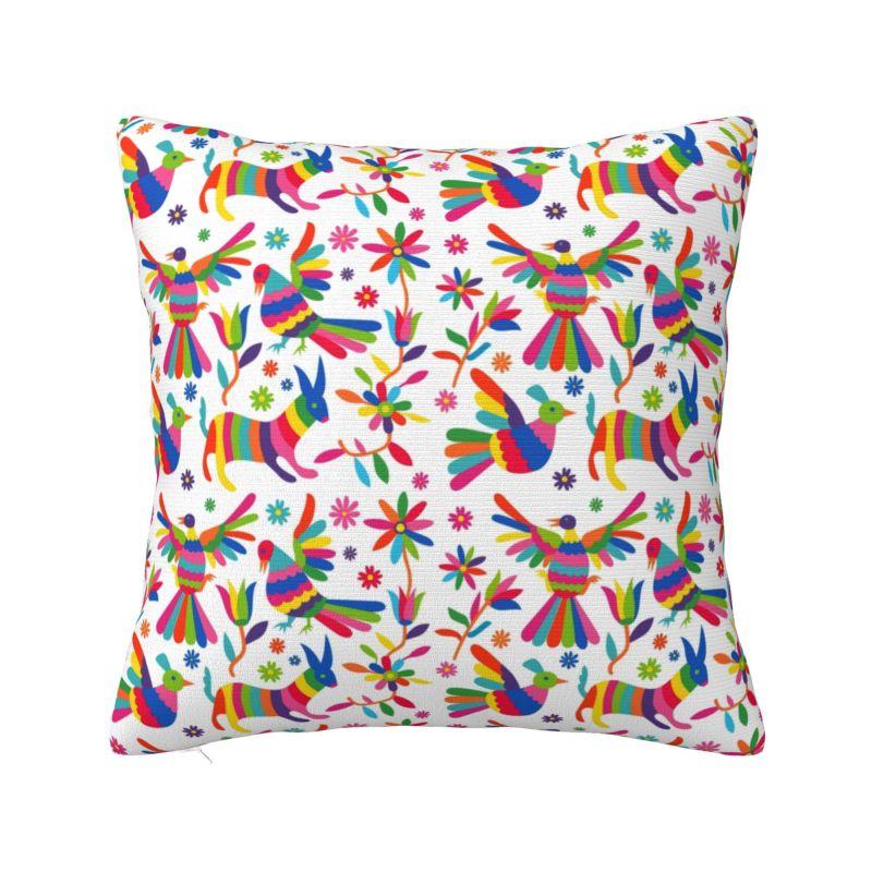 Custom Fashion Mexican Otomi Birds Texture Pillow Case 40x40cm Sofa Folk Floral Art Luxury Cushion Cover Car Pillowcase