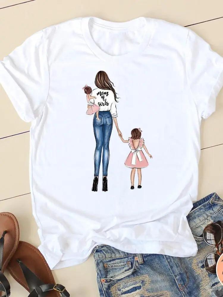 ZX TEE Sweet Love Mother Mama Mom Streetwear Fashion Girls T-Shirts Harajuku Clothes Short Sleeve Summer Tees Casual Female O-Neck Tops