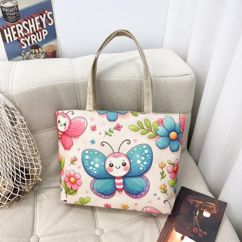 Ethnic Style Canvas Shoulder Bag With Bright Print For Daily Use